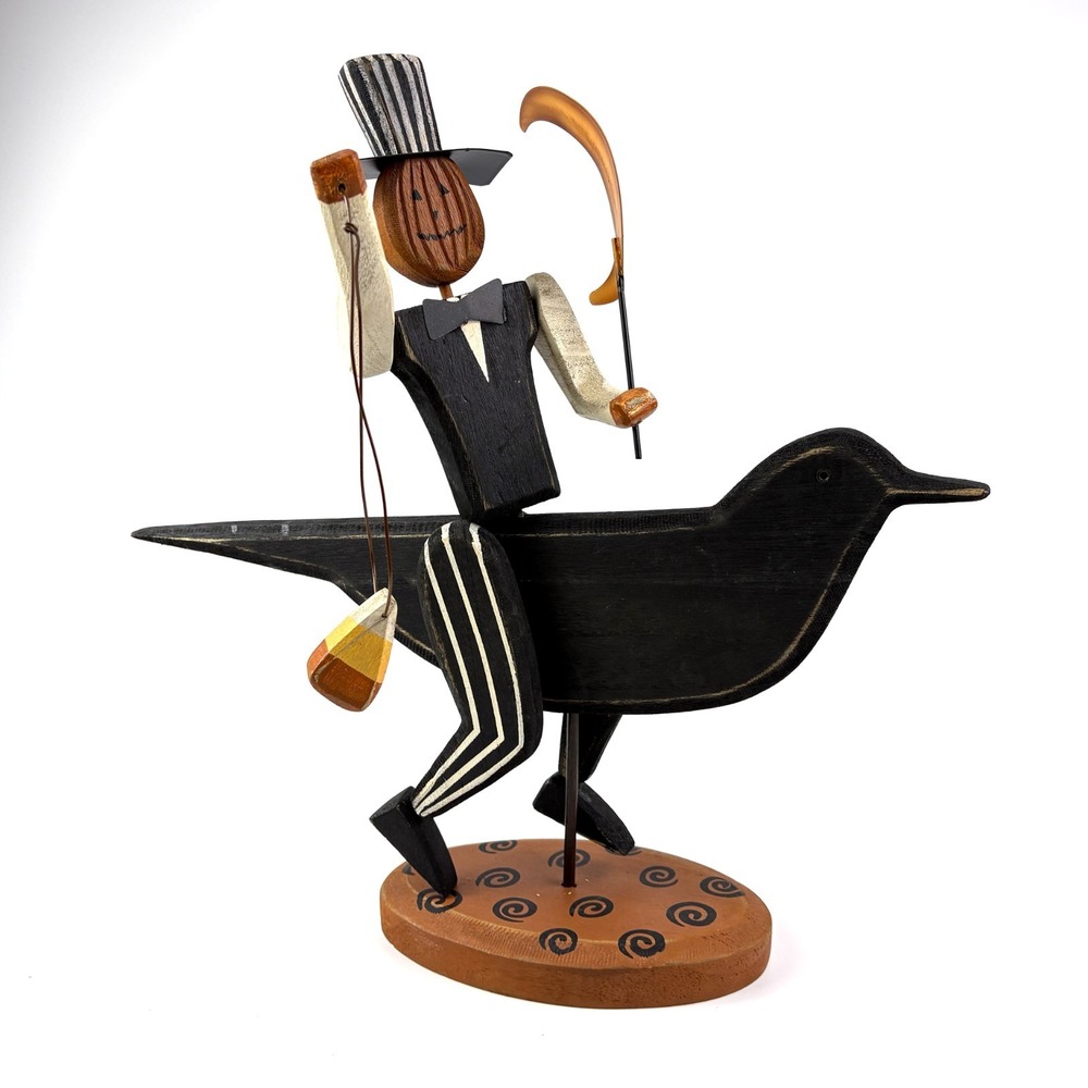 Primitives by Kathy Stand Up‎ Jack on Crow Dan DiPaolo Wooden Folk Art Halloween - Picture 8 of 15